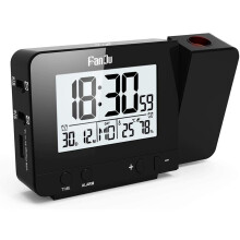 Ceas deșteptător cu afișaj LCD, higrometru pentru temperatură interioară pentru monitorizare completă, 1 port de încărcare USB pentru