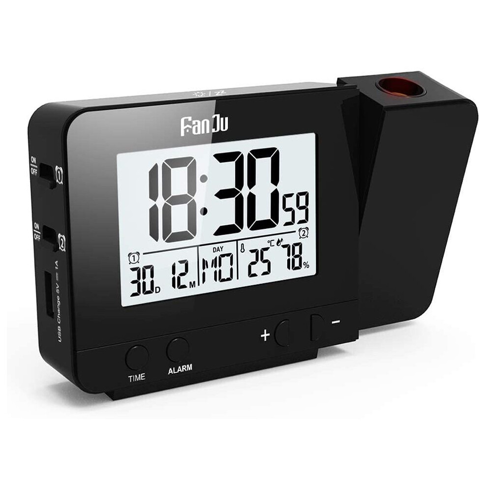 Alarm Clock Projector On Ceiling With Atomic Clock & Adjustable Brightness, 1 Usb Charging Port, For Bedroom & Office 9004841603575