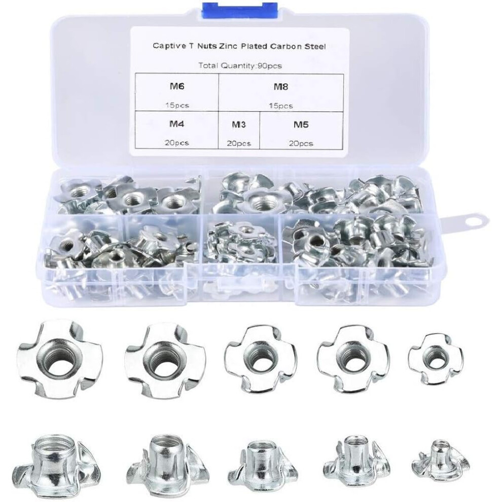 Tee Nut Solution For Woodworkers, Four Prong Design Ensures Secure Hold, Galvanized Materials Offer Corrosion Resistance, Zinc Plated Carbon Steel 9128293894166