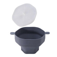 Microwave Popcorn Popper Silicone Bowl with Lid Large Capacity Heat Resistant Foldable Design Grey