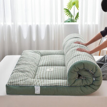 Japanese Futon Mattress Twin XL with Ergonomic Spine Support, Foldable Breathable Floor Sleeping Pad Green Grid 120x200cm