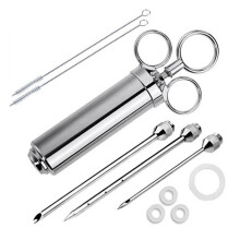 Kit inyector de sabor para carne de res y pollo, fabricado en acero inoxidable duradero, con fácil desmontaje y apto para lavavajillas (60 ml).