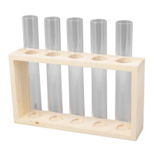 5-Teströhrchen-Pflanztank mit Holzständer für transparente Wachstumsansicht
