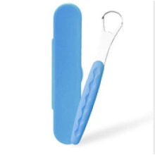 Tongschraper voor mondhygiëne, roestvrijstalen hulpmiddel voor het verminderen van slechte adem, ergonomische siliconen handgreep, draagbaar