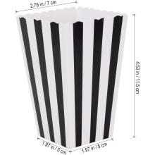 Movie Night Delights, Multi Purpose Snack Box for Weddings, Picnics, and Parties, Easy Assembly, Black and White Stripes, Recyclable, 24pcs