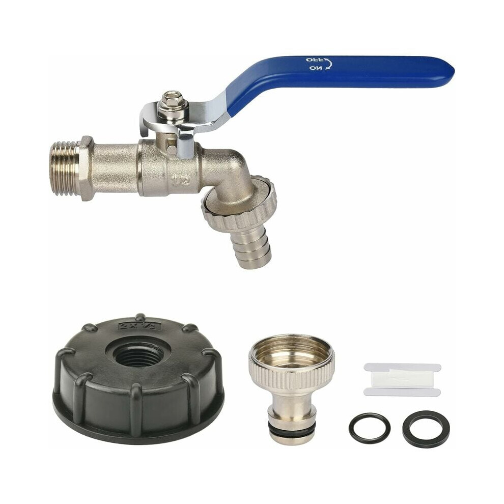 Anti-Leaking Valve Kit Ibc Tank Tap Adapter, Quick Connect Faucet For 1/2" And 3/4" Hoses 9441426919858