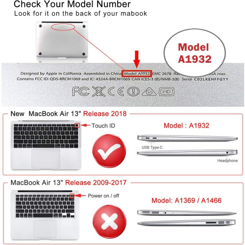 Capa protetora leve e resistente para MacBook Air de 13 polegadas (modelos 2018-2020), compatível com tela Retina (A2337, A2179, A1932), 1