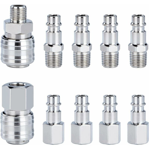 High-Performance Quick Connect Plug For Heavy Duty Applications, Industrial Style Interchange, Solid Connection, Stainless Steel Construction For Pneu