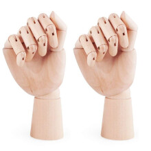 2X Wood Artist Drawing Manikin Articulated Mannequin with Wooden Flexible Fingers 10 Inch Right Hand