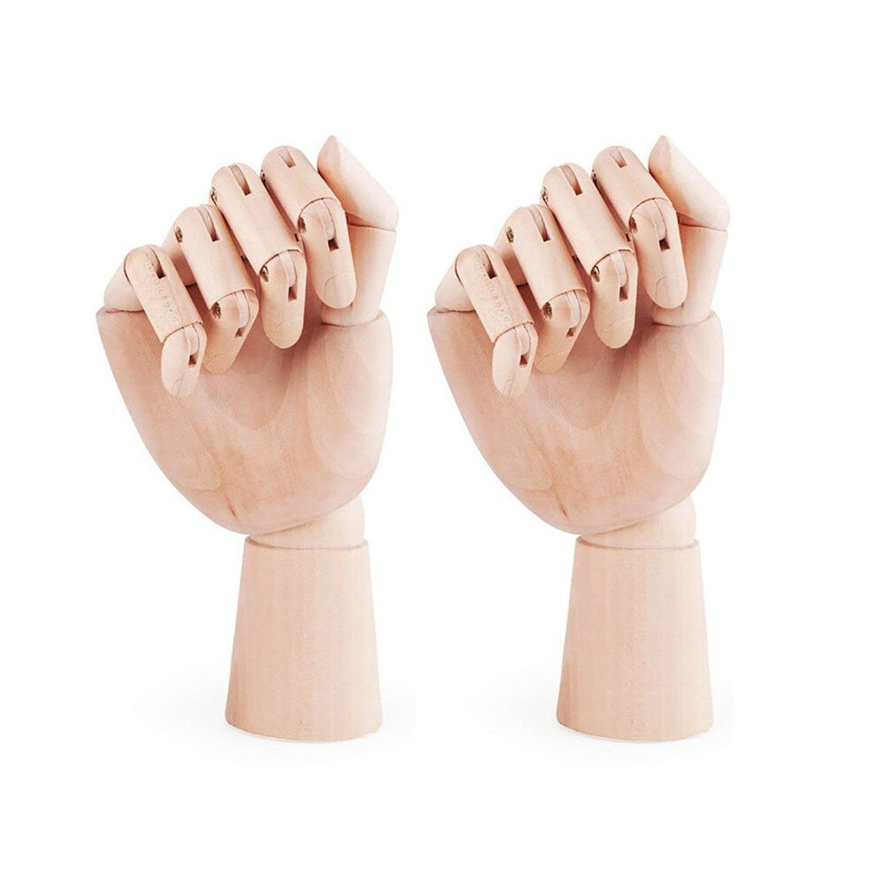 2X Wood Artist Drawing Manikin Articulated Mannequin with Wooden Flexible Fingers 10 Inch Right Hand