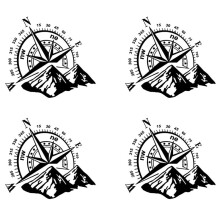 4 Stuks Auto Off-Road SUV Side Body Sticker Kompas Berg Decals Sticker voor SUV Off-Road  Waterdichte