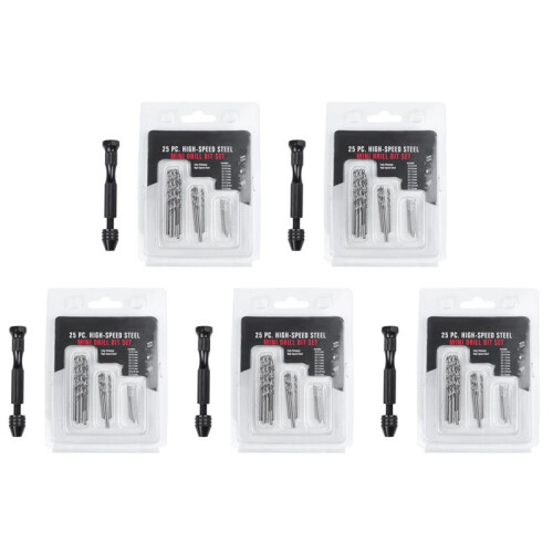 5X Hand Twist Drill Bits Set,  Hand Spiral Drill with 125pcs 0.3mm to 3.0mm Micro-Drill Bits (Black)