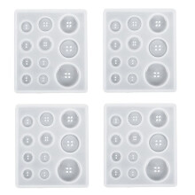 4X DIY Silicone Mold Resin Button Handmade Resin Mold with Hole Pendant Button Clay Epoxy Pendant for Keychain Supplies