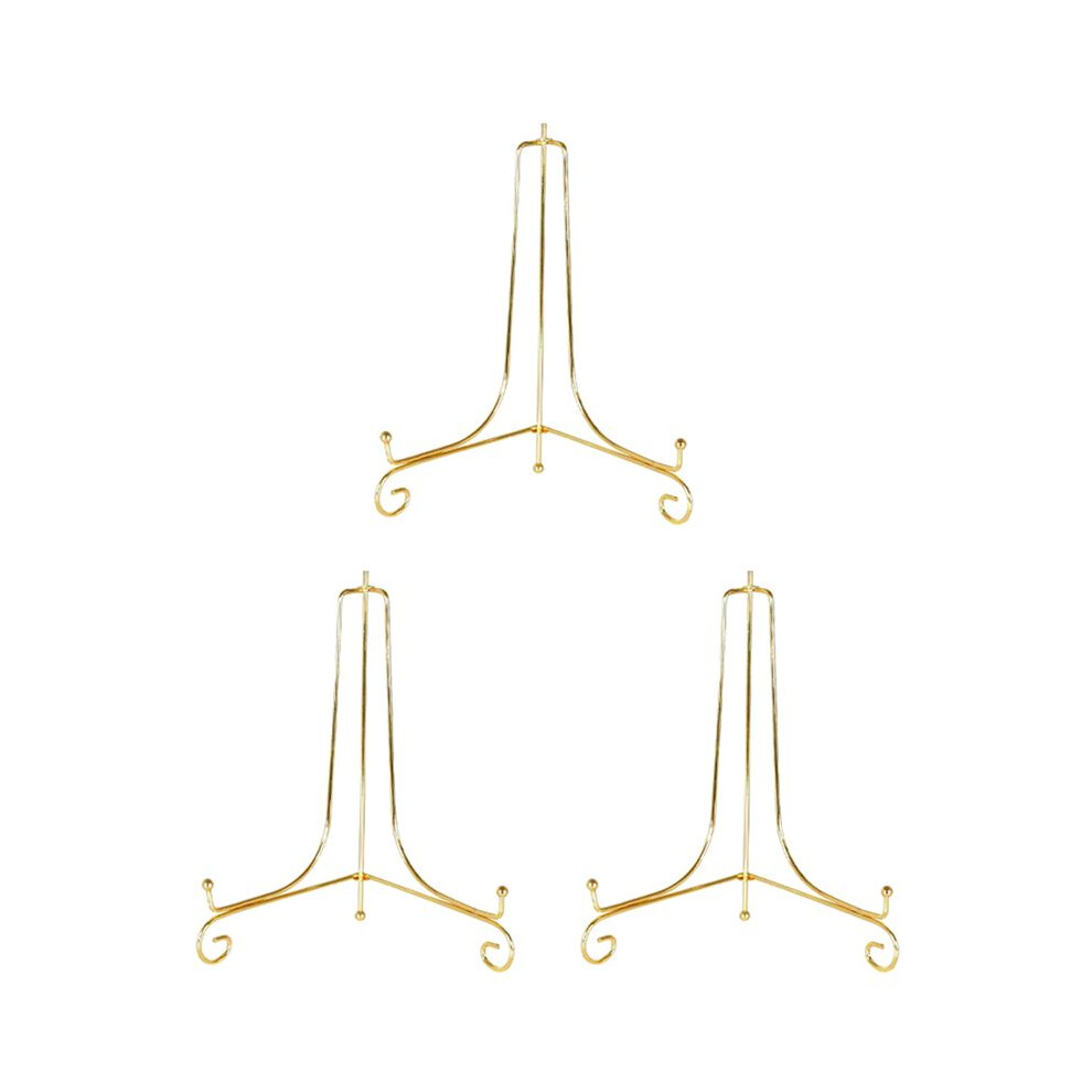 3X Display Stand Bracket Book Holder Photo Pedestal Bowl Dish Frame Picture Plate Rack 12Cm Gold 4712545304371