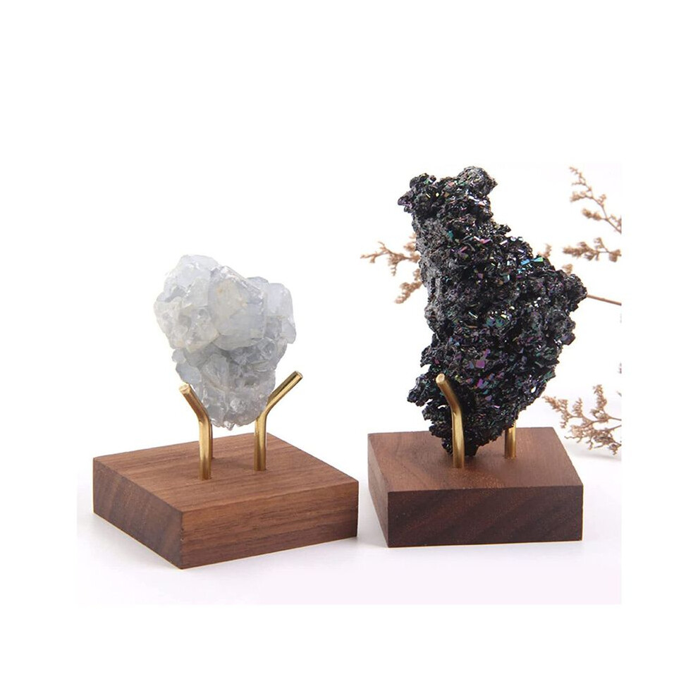 4 Pcs Display Stand Walnut Base Crystal Display Holder For Geodes Rock Mineral Agate Small Collectibles Coral 6031720852321