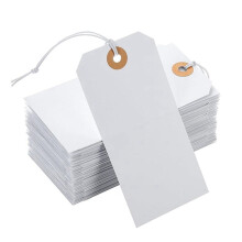 100 Perforated Cotton Elastic Line Hang Tags Card
