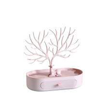 Antlers Smycken Display Stand med LåDor, Halsband ÖRhäNgen Smycken Organizer Display Stand, Deer SmyckesstäLl, Rosa