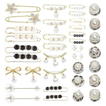 36 Pièces Broche en Perles pour Pull, Châle, Chapeau, Broche en Fausse Perle, Décoration de Taille pour Femme, Broche en Perles de Serrage