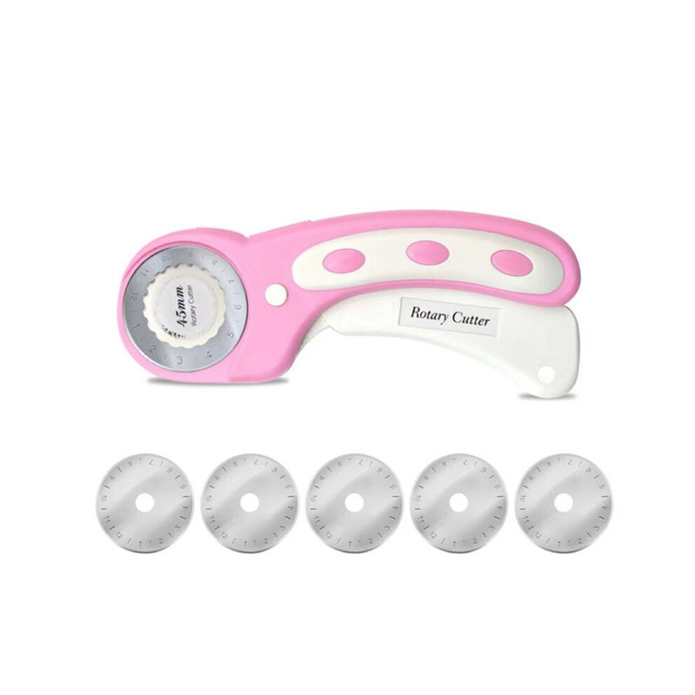 Istovo 45Mm Rotary Cutter With 5Pcs Extra Blades With Lock For Fabric, Leather, Crafting, Sewing, Quilting