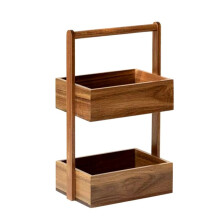 Opbergdoos van Massief Hout, Dubbellaags, Decoratierek voor in de Woonkamer, Snackdoos voor in de Keuken, Fruit- en Groenteopslaglade