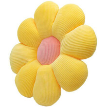Blumenkissen, 50 cm Blumenförmiges Kissen, Blumen-Bodenkissen, Sitzkissen, Weiches Blütenblattkissen für Zuhause, Sofa, Auto, Gelb