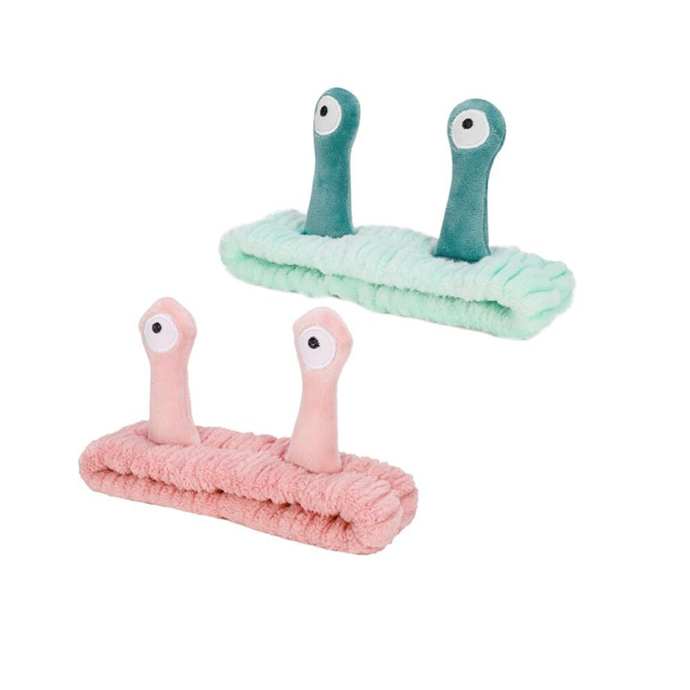 Coral Cute Cartoon Snail Headbands, 2 Pack - Hairband For Washing Face, Skincare Makeup Headbands