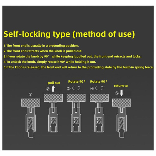 2Pcs Stainless Steel Hand Retractable Spring Plungers with Knurled Handle - Quick Release Locking Pin M8 2
