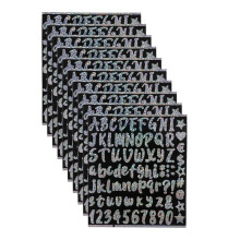 10 Folhas de Adesivos de Letras de Vinil -Cup, Adesivos de Nome de Letras com Glitter Autoadesivos, Alfabeto de Vinil com Glitter Colorido