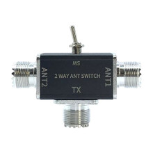 2-Vägs Manuell Koaxialantennbrytare Kontakt 100W 0-50MHz 1 Ingång och 2 Utgångar med AV/Jordskydd A