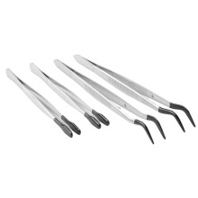 4 Pcs of Rubber Tip Tweezers Set for  Laboratory Industrial Hobby Tweezers Pliers Jewelry Stamp Plastic Box 12/15cm