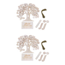 2 set Family Tree Wedding Guest Book, 3D Wooden Guest Sign Book Rustic Wedding Party Decorations
