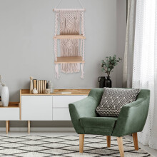 Handgemaakte Tassel Macrame Muur Opknoping Plank Boho Katoenen Touw Geweven Tapijt Plant Hanger Drijvende Plank Thuis Room Decor