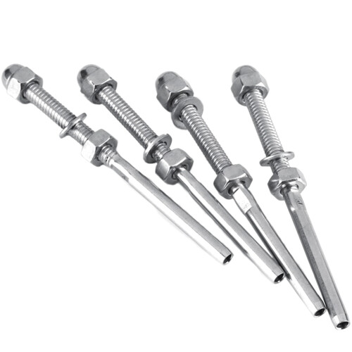 100 Pcs Stainless Steel Handrail Railing Cable Tensioner Threaded Stud End Fitting for 1/8 Inch Cable Wire (50 Pack) 2