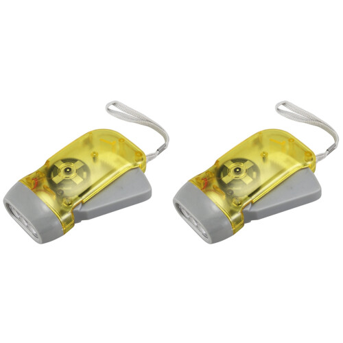 2X 3 LED Dynamo Wind  Flashlight Torch Light Hand Press Crank NR Camping