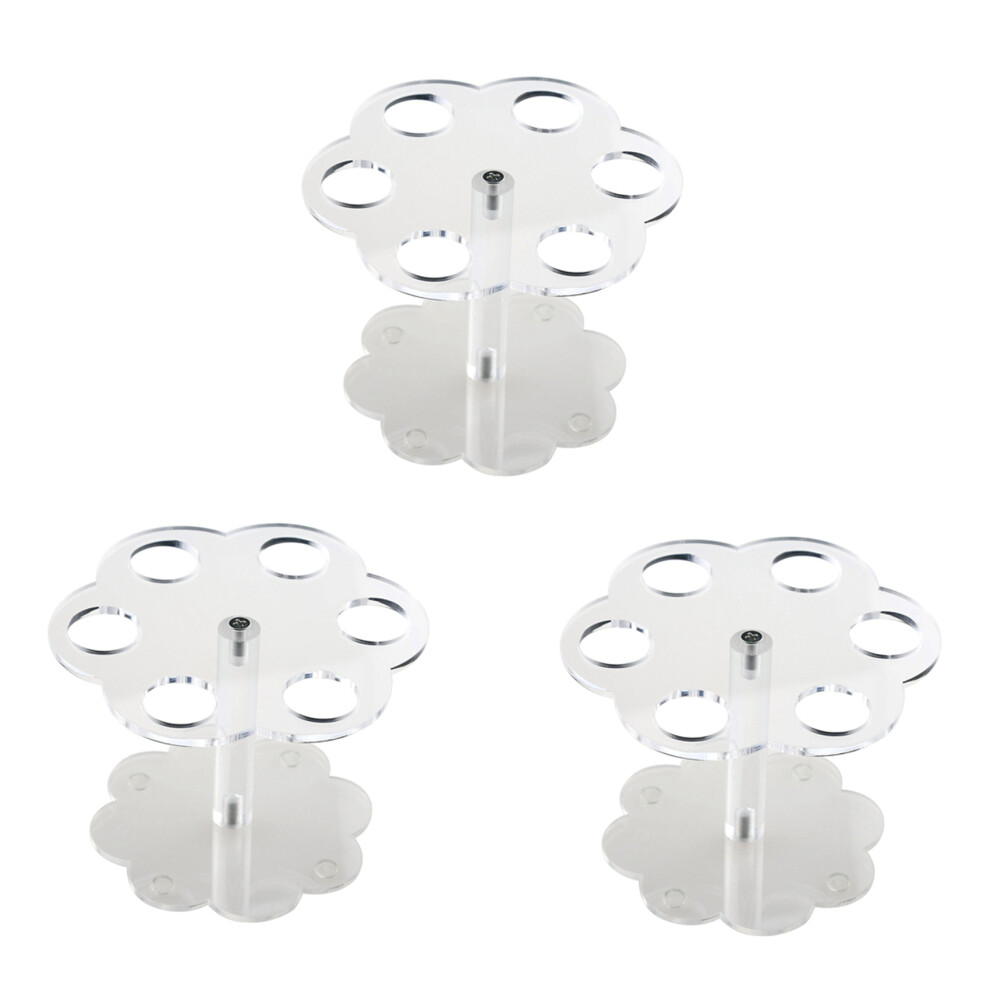 3Pcs 6 Holes Acrylic Ice Cone Stand Holder Transparent Cream 6031385772477