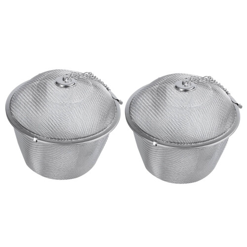3X Extra Large Stainless Steel Twist Lock Mesh Tea  Tea Infuser with Hook Chain