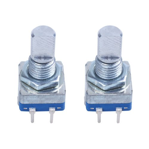 2X 20-Point Shaft Detents Encoder and 360 Degree Rotary with Push Button  + Silver