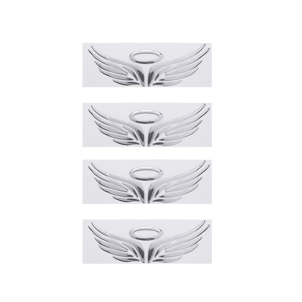 4X 3D Chrome Angel Wing Sticker Decal Auto Car Emblem Decal Decoration Color Silver 6132964792272