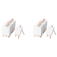 4 Par 4 Pouces Toile et 8 x 16 cm Chevalet En Bois Réglé pour Peindre Dessin ÉCole ÉTudiant Artiste Fournitures, 24 Pack