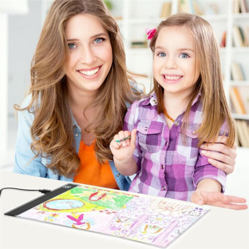 A4 LED Light Board, 3 Level Dimmable Brightness USB Power Crafts Light Table for Tracing, Light Drawing Sketch Pad 2