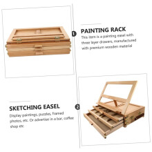 Houten Bureau-Tafelezel - Handgemaakte Beukenhouten Desktop-Ezel en Houten Kunsttafelbladdoos voor Tekenen, Schilderen en Opbergen