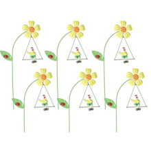 Iron Garden Flowers 6pcs Decorative Iron Plant Stakes 10.6 Inch Ornamental Yard Stakes with Cute Animals  Swings C