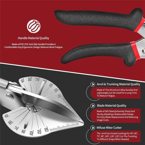 Multi Angle Miter Shears Miter Scissors for Soft-Wood Plastic PVC Moulding Shoe Molding Angular Trim Cutter Tool 2