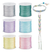 300 Jardas de Corda de Nylon de 0,8 mm para Pulseiras, Pulseira de Fio Trançado de 6 Cores, Carrilhão de Vento para Fazer Joias