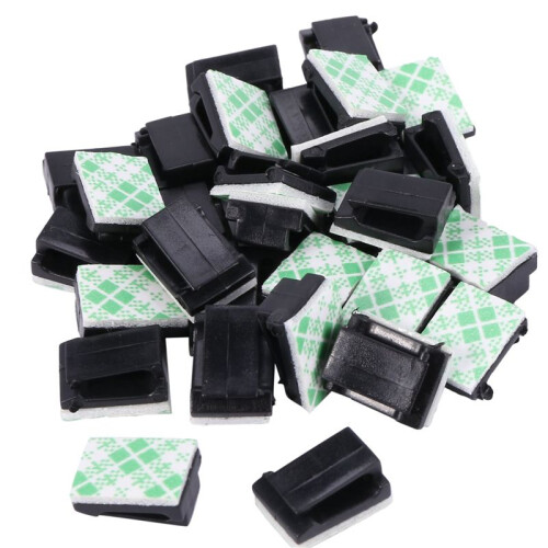 60X Cable Holder Cable Clip Cable Clamp Self-Adhesive Black 1