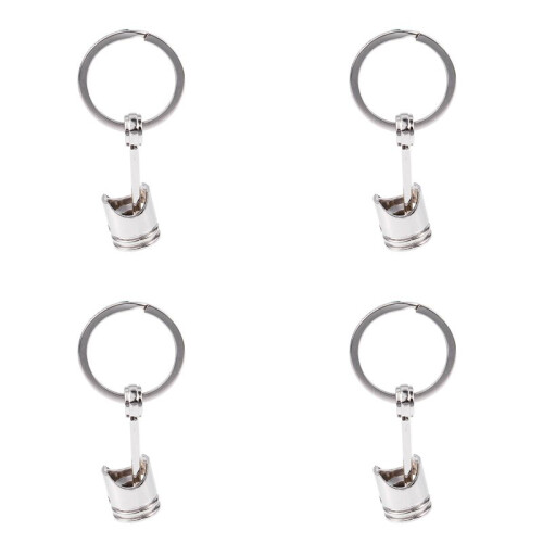 4X Trendy Car Engine Piston Keyring Chain Keychain Key Fob Silver