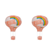 2pcs 12Inch Hot Air Balloon Paper Lantern Lampshade Ceiling Light Wedding Party Decor, Rainbow