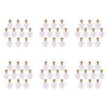 60Pcs Glas Korken Flaschen Glaeser Ampullen Wollen Flaschen Anhaenger Herz-Formular