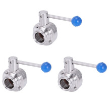 3X 1-1/2Inch 38mm Stainless Steel Sanitary 1.5Inch Tri Clamp Butterfly Flow Control Valve Homebrew Beer Dairy Product