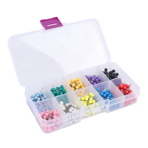 Map Tacks Push Pins Plastic  with Steel Point, 4mm, 1500 Pieces 1